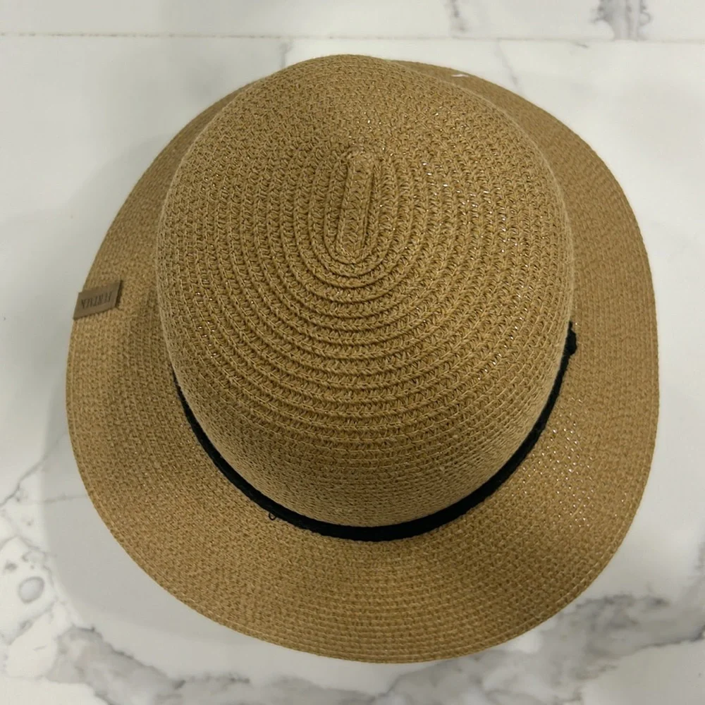 Furtalk New Straw Wide Brim‎ Hat with Ajustable Chin Strap. Inner Velcro Adj. M